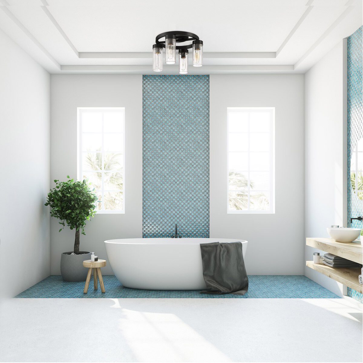 Braden 4 Light 14.5 inch Iron Graphite Semi-Flush Ceiling Light